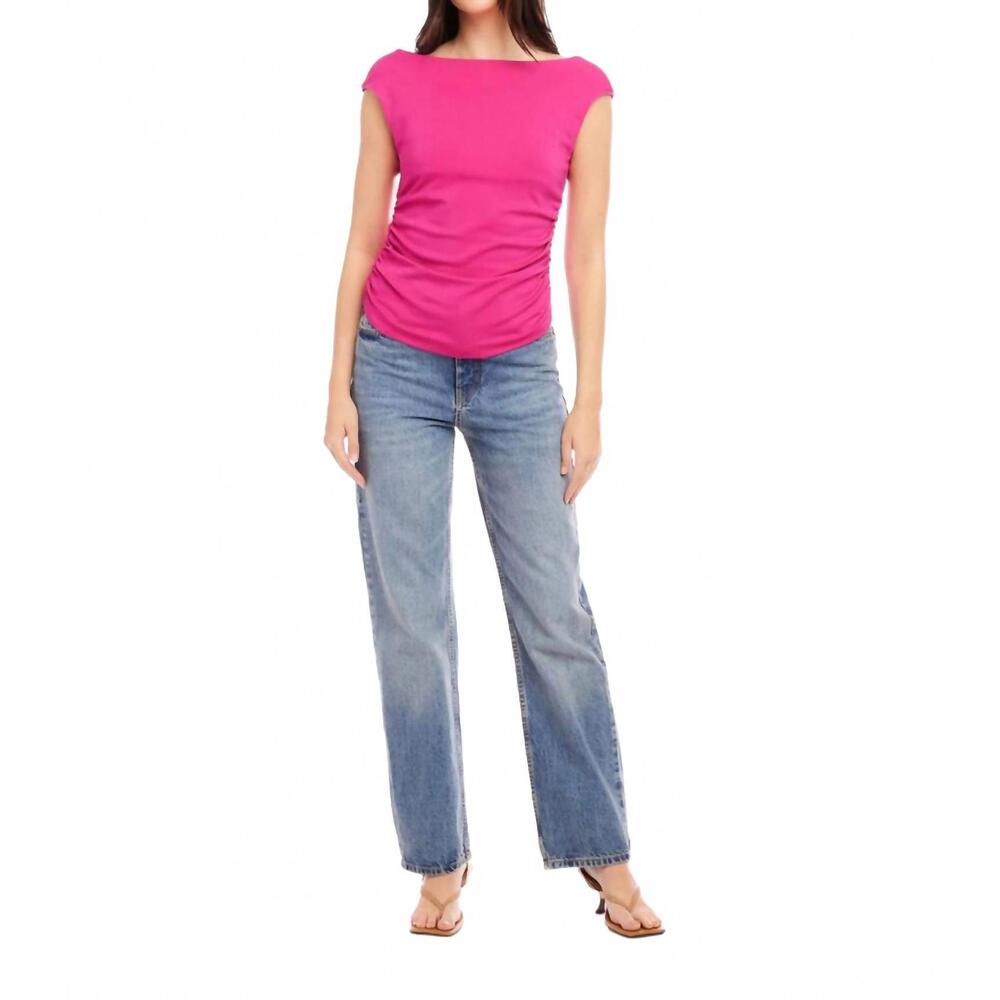 NEW FIFTEEN TWENTY tasha side shirred top in raspberry